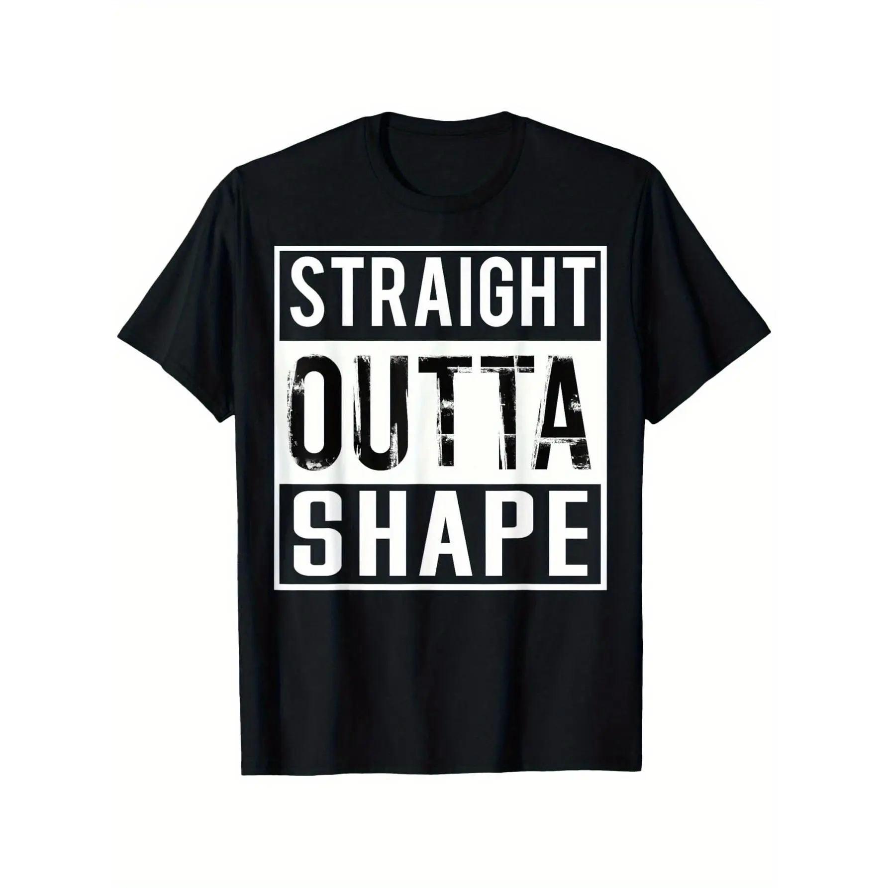 Straight Outta Shape T-Shirt Funny Gym Humor Workout Shirt - Casual Round Neck Tee Suitable for Year-Round Wear, Machine Washable Fitness Apparel for Gym & Casual Attire, Non- Male Apparel