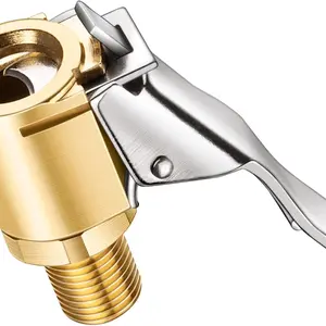 Brass Locking Tire Air Chuck, Tire Inflator Hose Adapter for Twist On Connection Convert to Lock On, No Air Leakage Air Compressor Pump Clip On Tire Chucks, Tire Nozzle with Tire Valve Thread