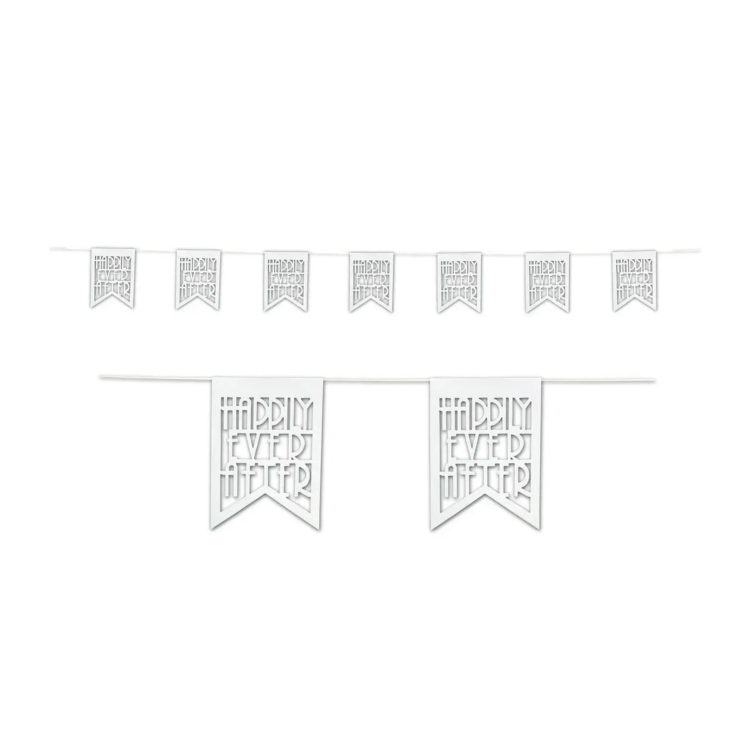 18 Ft. x 11 1/2" White Die-Cut Paper Happily Ever After Pennant Banner