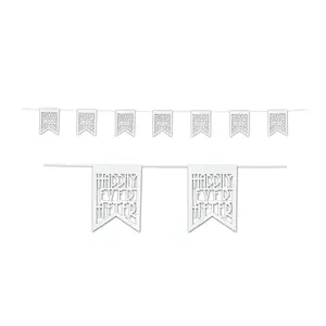 18 Ft. x 11 1/2" White Die-Cut Paper Happily Ever After Pennant Banner