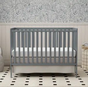 5-in-1 Convertible Baby Crib - Full-Size Natural Pinewood Toddler Bed, Small Space-Friendly Nursery Furniture for Newborns