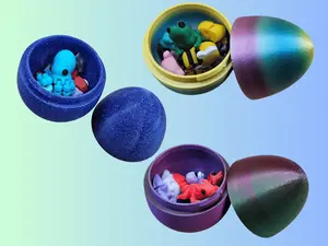 Mystery Mini Animal 10-Pack with egg: 3D Printed mini Animals & Creatures, Surprise Egg Collectible, 3D Printed Pocket Animal Mini Fidget Toy & Birthday Gifts Customizable Options Available pack desk fidget cute egg home decor statue animal figurine