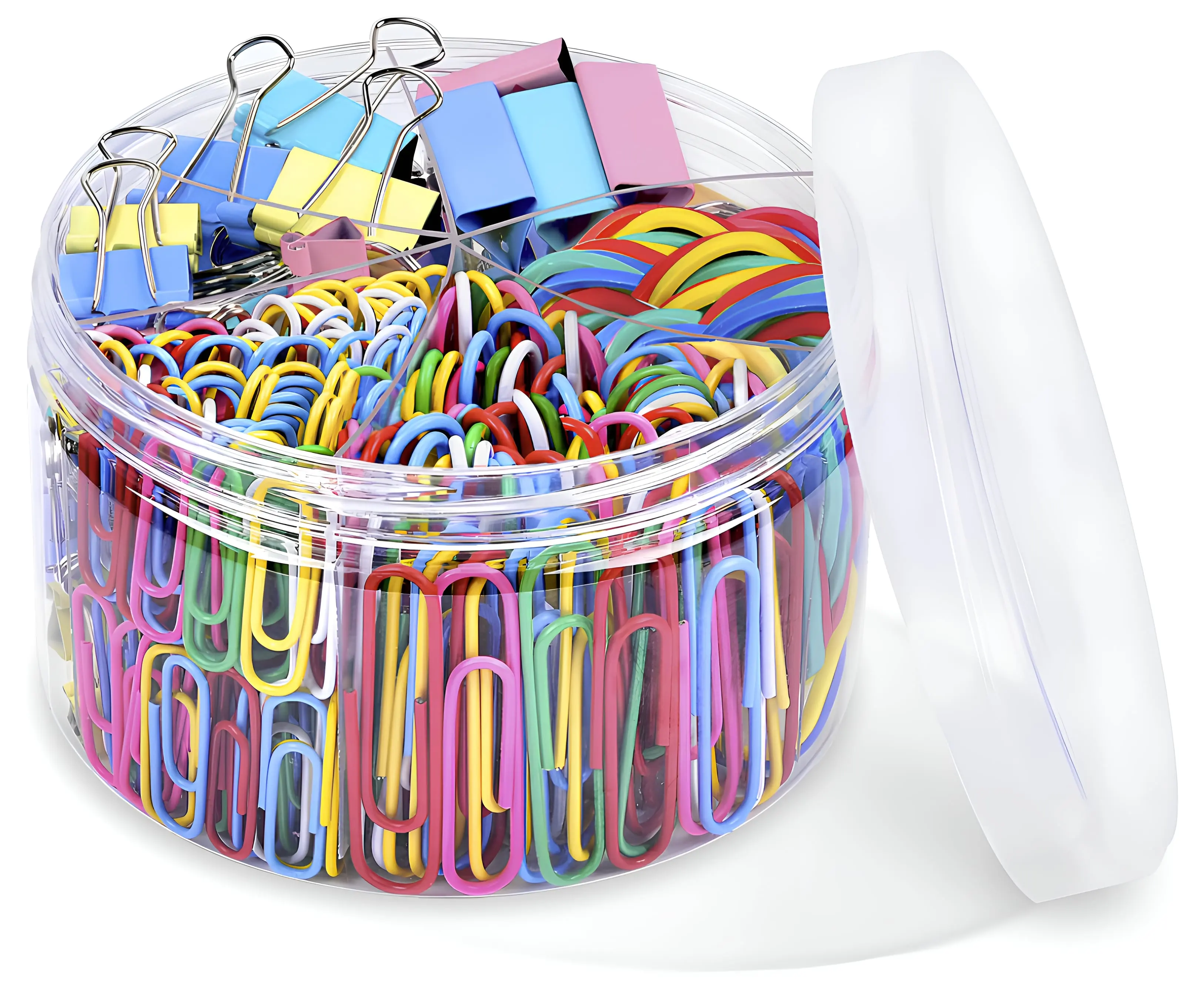 Binder Clips Paper Clips, 300pcs Colored Office Clips Set with Paper Clamps Paperclips Rubber Bands for Office and School Supplies, Assorted Sizes