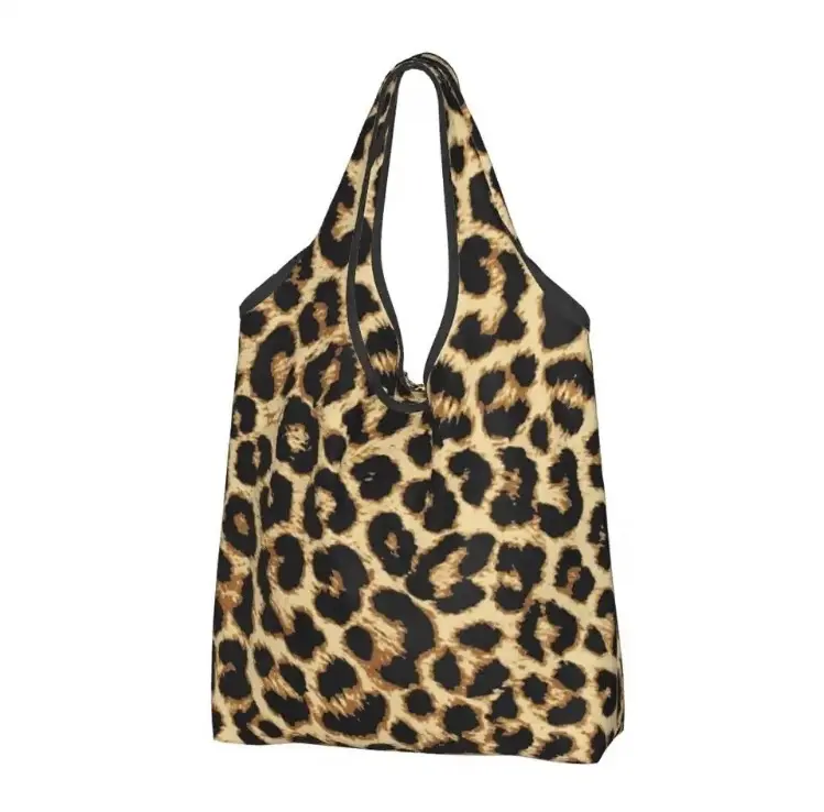 Reusable Cheetah Print Grocery Shopping Bag Women Tote Bag