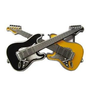 Black Yellow Double Color Enamel Guitar Music Belt Buckle Accessory