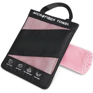 Microfiber Travel Towel, Ultra Absorbent Quick Dry Towels, Lightweight Gym Sports Camping Towel for Workout, Yoga, Beach, Shower, Swimming (24"*12", Pale R