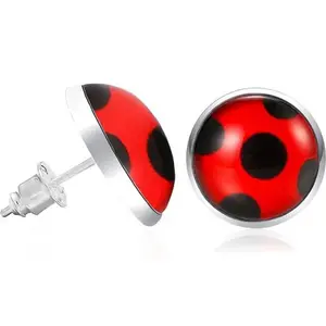 Kids Classic Ladybug Cartoon Glass Stud Earrings