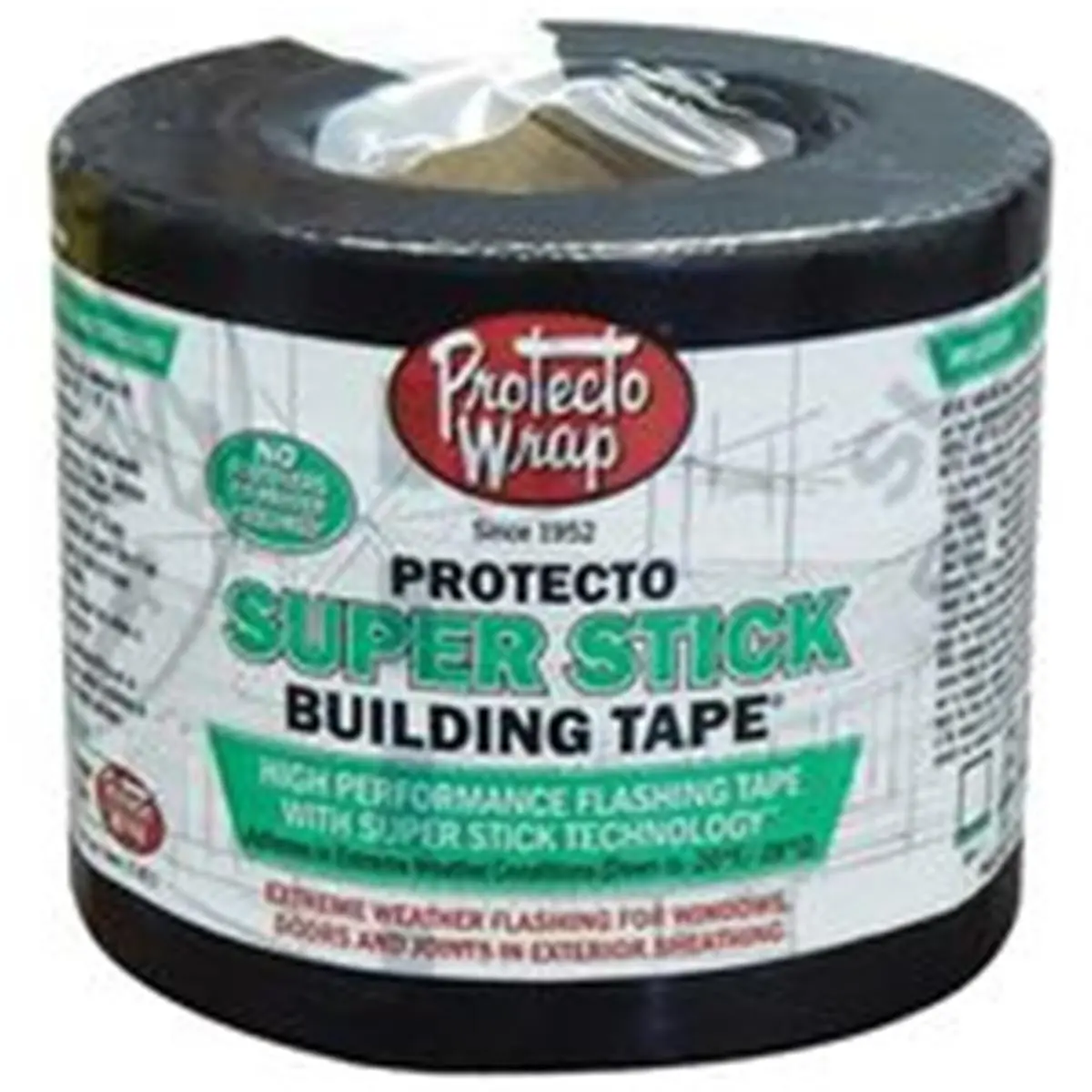 Protecto Wrap Flashing Tape, 6 in. x 75 ft, 2.65 lbs, Easy to Apply, Outdoor, AAMA 711 Standard Passing, 12-Month UV Exposure Resistance, 2-Sided Printing, Weather Resistant, for Deck Joists & Beams