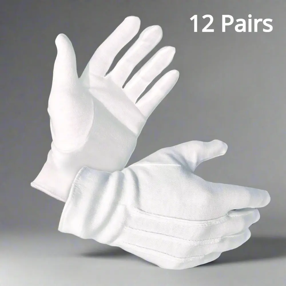 Men's White Uniform Hand Gloves - 12 Pairs, Parade & Costume Use, Sports & Outdoor Accessories Men's White Uniform Hand Gloves - 12 Pairs, Parade & Costume Use, Sports & Outdoor Accessories