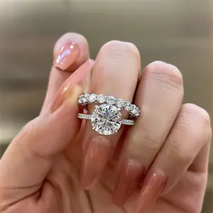 Effinny Round Cut 4.0ct Wedding Ring Set,5A Cubic Zirconia Promise Ring, Bridal Set Rings, 925 Jewelry Ring for Women Outdoorfun