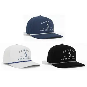 Unisex Premium Rope Golf Hat, White Luxury Country Club Structured Snapback, Clean Minimal Summer Sports & Outdoor Hat