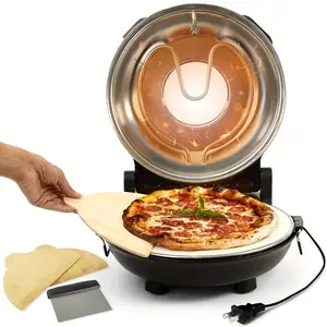 12-Inch Electric Pizza Oven With Ceramic Stone - 800F Fast-Heating Countertop Oven, Energy-Efficient For Parties & Gift-Giving. Compact Pizza Maker For Neapolitan/Deep-Dish Pizzas, Ideal For Home Kitchen & Cooking Enthusiasts.