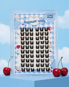 BunnyCake Lashes - Manga Style Look Anime Lashes Manhua 8-18mm Cluster Lashes 100 Pcs Soft Comfortable Ultra Thin Band Synthetic Fibers DIY Eyelash Makeup