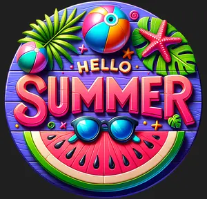 Hello Summer Watermelon Round Aluminum Wreath Sign