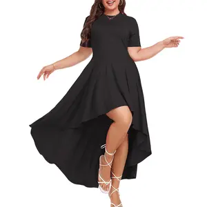 Plus Size Maxi Dress for Women Casual Short Sleeve Ruffle Flowy High Low Summer Long Dress 1X-6X TJ32216,summervibes outdoorfun