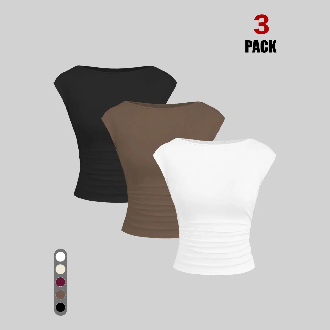 3 Pack - Black + Brown + White