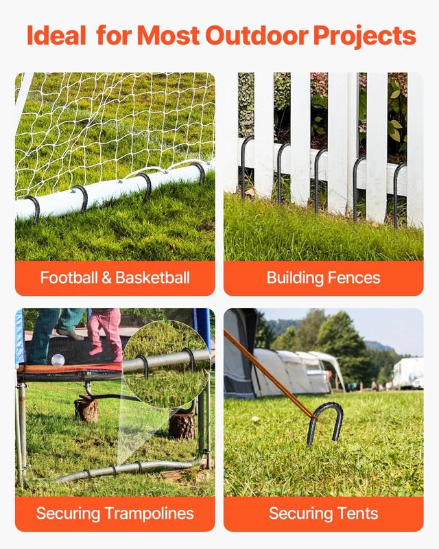 12-Inch 16 Pack Rebar Stakes Heavy Duty J Hook Galvanized Steel Ground Anchors