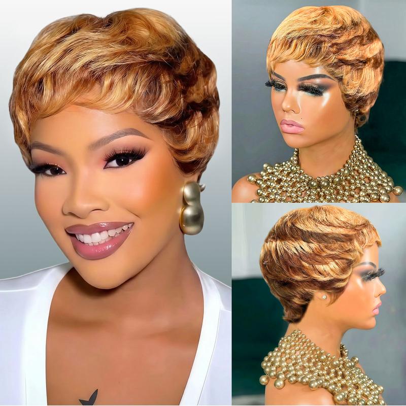 Pixie Cut Wig for Black Women Human Hair Colored Short  display picture 1