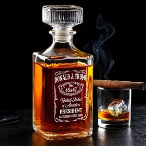 Distilled In Freedom Whiskey Decanter - Bottled With Trust 26oz Whiskey Bottle - Perfect Gifts For Whiskey, Bourbon, Scotch And Spirits - Gifts For Men, Dad, Him
