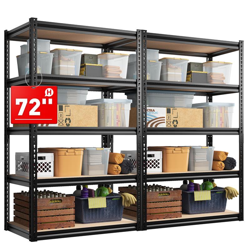 Raybee Garage Shelves Classic 5-Tier Metal Storage Shelving Unit Height Adjustable Versatile Utility Rack Shelf for Craft Warehouse Pantry Kitchen Organiser