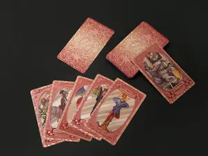 SDIK&SSIK Gradient pink Tarot Deck Gold Foil Color Shifting Waterproof Cards Complete Gift Set with Guidebook Luxury Box