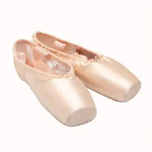 Professional Ballet Pointe Shoe for Kids Girl and Ladies Pink PU Soled Ballet Pointe Dance Shoes with Toe Pads