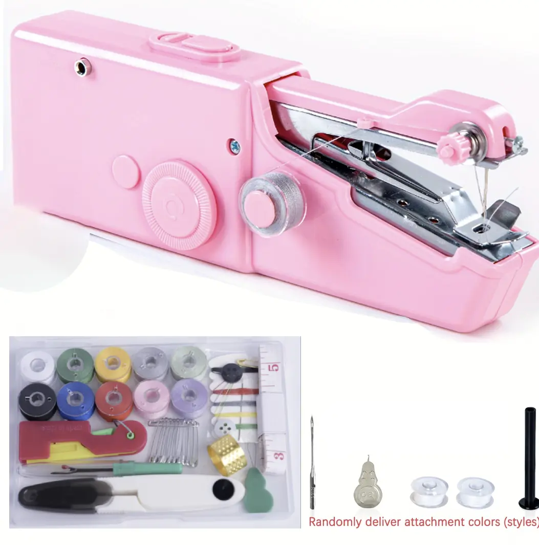 Plastic Mini Handheld Automatic Sewing Machine - Compact Portable Electric Stitcher with Metal Parts, for Travel & Home Emergencies, Instant Fabric Repair (Single Unit, No Battery)