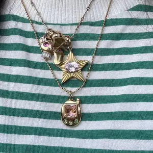 Tamagem Charm Necklace with 14k Gold Vermeil Chain  Pendant for Women