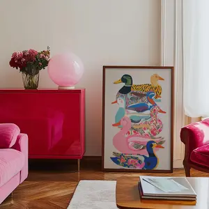 Wall Art, Colorful Duck Poster Unframed , Whimsical Bird Poster Unframed , Modern Animal Wall Decor, Maximalist Duck Art, Fun Bright Patterned Birds