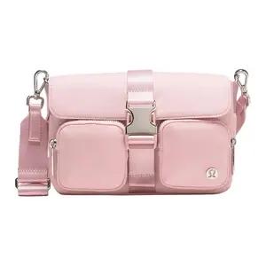 Lululemon Wunderlust 3L Crossbody Bag for Women – Multi-Pocket, Detachable Strap, Nylon, Pink Mist