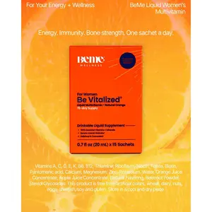 BeMe Liquid Multivitamins for Women - Advanced Liquid Delivery System with 13 Vitamins & Minerals - Tear & Go Sachets, Non-GMO, Orange Flavor (15 Sachets)