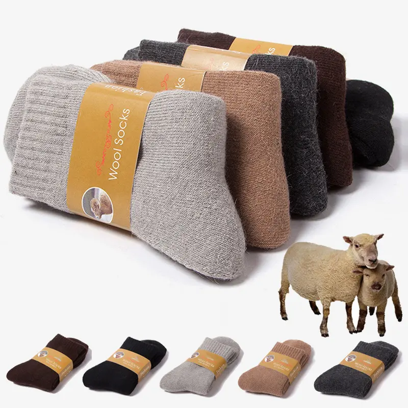 6 Pairs Wool Socks Mens - Warm & Thick Winter Socks with Thermal Cushion for Hiking & Cold Weather, Size 7-12