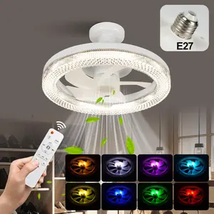 35cm Ceiling Fan Light with Remote Control, 3 Speed Settings and RGB Color Temperature, Adjustable RGB Lighting, E27 Base, Easy Installation, Quiet Comfort