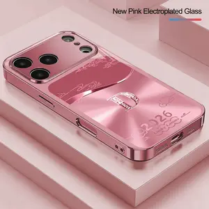 Gorgeous Pink Cloud Diamond Letter D Pattern Electroplated Phone Case for iPhone 17/17 Pro/17 Air Various Models Protective Casing