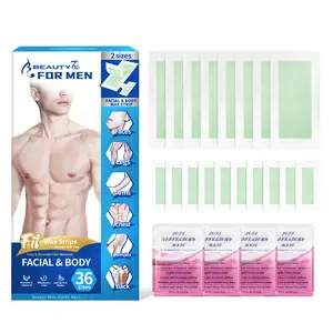 Beauty7 Men Wax Strips for Body, Ready to Use Waxing Strips, Facial Hair Removal Wax, Legs Arms Chest At Home Waxing Kit, 36 Waxing Strip 4 Calming Oil Wipes Cosmetic