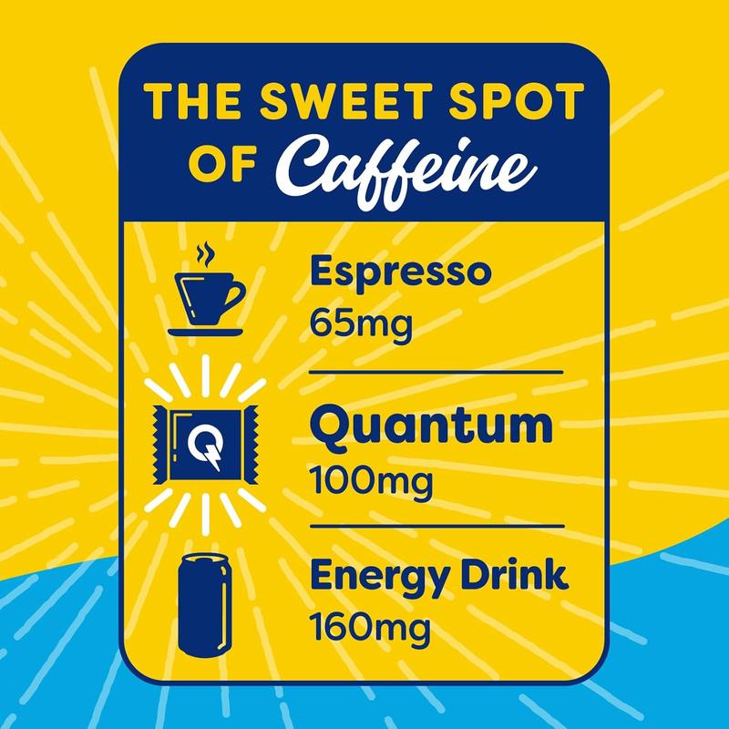Quantum Energy Square: 100mg Caffeine & 10g Protein Energy Bar. Vegan, Gluten-Free, Soy-Free, Dairy-Free. 8-Pack Variety Pack. Perfect for Work, School, Travel.