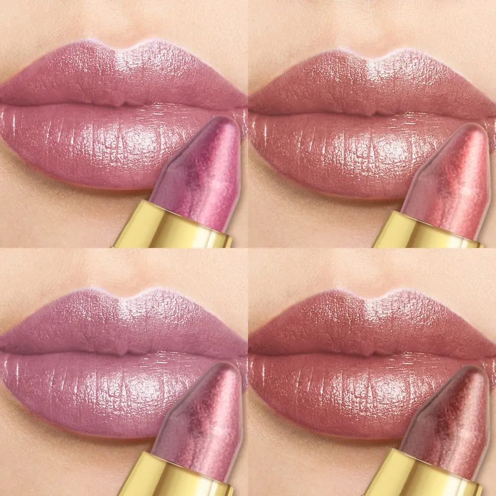 Four-Piece Huasurv Lipstick Eyeshadow Set, Lip Makeup Kit, Lip Kit Sets, Beauty Sets, Natural Rich Pearl Shimmer, Long-Lasting Makeup, Hs3003, Perfect for Everyday Use