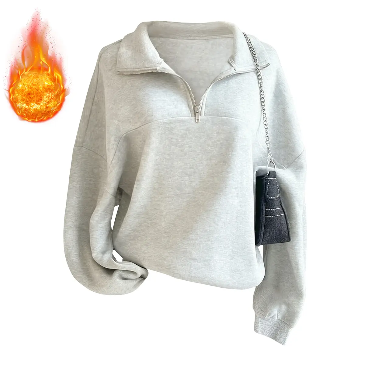 JOGWAVE Women's Long Sleeve Polyester Sweatshirt - Minimalist Basic Solid Color, Loose Versatile Casual Tops for Women, Comfortable Affordable for Autumn-Winter Everyday Commuting
