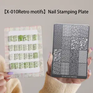 1pc Fireworks Nail Stamping Plate with Design Card - Reusable Metal Stamping Template for Nail Art, DIY Nail Design Tool with Color Card