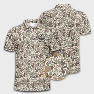 BUSCH Deer Camo Polo Shirt for Men, Stylish Hunting Golf Wear, Trendy Outdoor Gift Idea