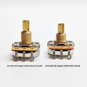 24-tooth copper shaft short shaft potentiometer for electric guitar and bass, knob switch for tone and volume, 500K resistance, 250K resistance, wholesale
