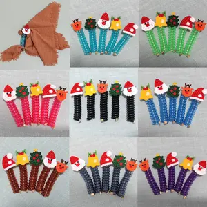 5pcs Christmas Theme Cartoon Braided Phone Line Hair Ties, Santa Tree Reindeer Hair Bands, Festive Atmosphere Hair Accessories