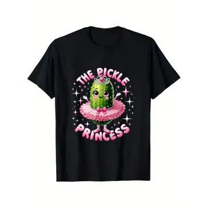 nice Men's Pickle Princess Ballet T-Shirt - Cute Cotton Graphic Tee, Soft & Breathable Crew Neck Short Sleeve Shirt