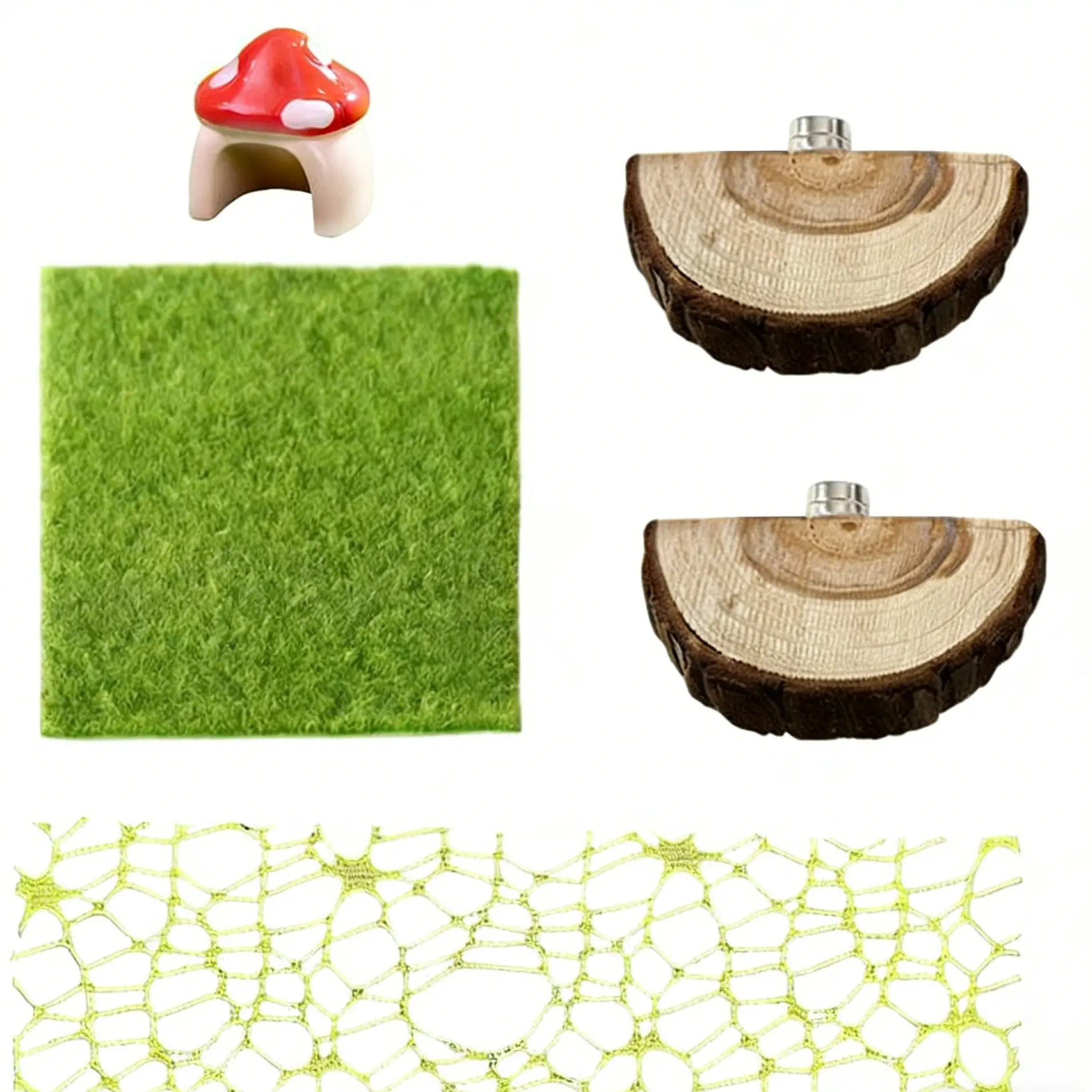 New Jumping Spider Habitat Decor Kit - Polka Dot Mushroom Hideout with Compact Curved Entryway, Vertical Web Climber for Nano Cages, Adds Vertical Space, Aids Climb & Rest, Keeps Spider Happy and Healthy, Polka Dots, Enclosure Decor
