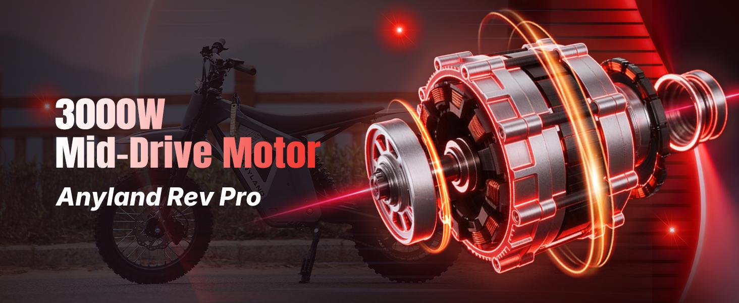Anyland Rev Pro Electric Dirt Bike with WELIXON Wheelie-Assist Control System, 3000W Electric Motorcycle for Adults, E Dirt Bike with Hydraulic Brakes, Mountain Off-Road Ebike