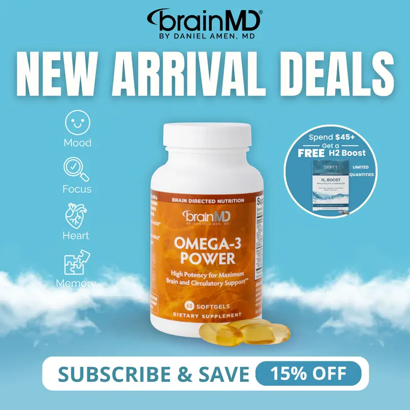 Omega-3 Power | BrainMD | 60 or 120 Softgels | Heart, Brain & Mood Support | Focus, Memory & Joint Health Support | EPA & DHA Fish Oil