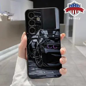 Cool Racing Pattern Straight Edge Phone Case Compatible with Galaxy S23  Ultra S24 Plus S25 S22+ Shockproof Drop Protection Rugged Durable Liquid Silicone Cover Cellphone Protective