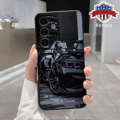 Cool Racing Pattern Straight Edge Phone Case Compatible with Galaxy S23  Ultra S24 Plus S25 S22+ Shockproof Drop Protection Rugged Durable Liquid Silicone Cover Cellphone Protective