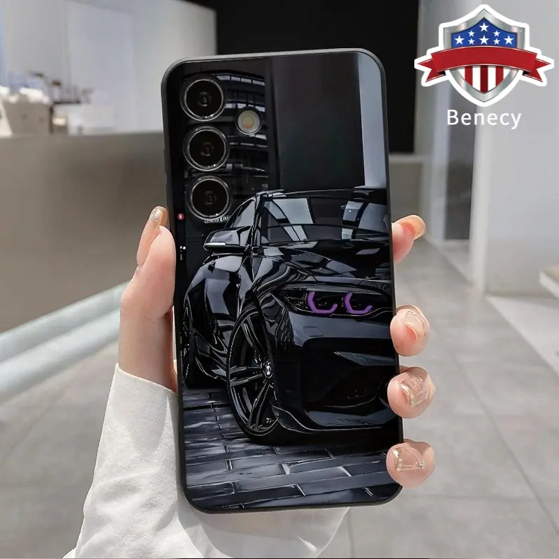 Cool Racing Pattern Straight Edge Phone Case Compatible with Galaxy S23  Ultra S24 Plus S25 S22+ Shockproof Drop Protection Rugged Durable Liquid Silicone Cover Cellphone Protective
