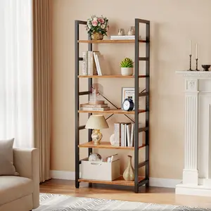 5 Tiers Bookshelf, Classically Modern White Bookshelf, Book Rack, Storage Rack Shelves in Living Room/Home/Office, Books Holder Organizer for Books/Movies